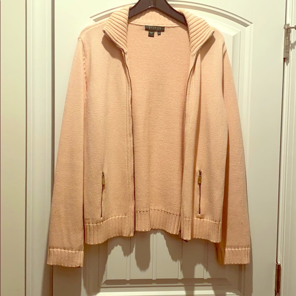 Lauren pink or brown sweater zip cardigan